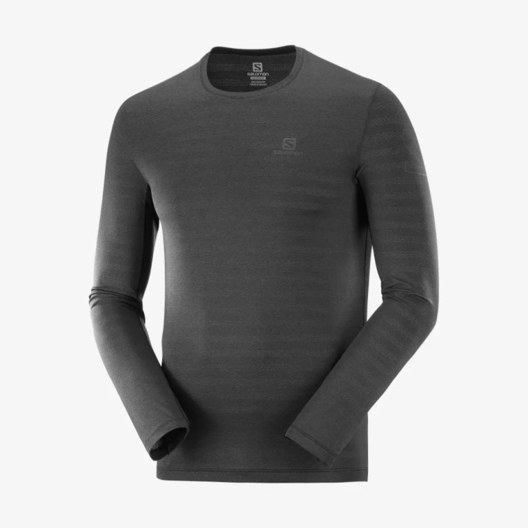 Salomon Outline Long Sleeve Men's T-Shirts Black | CA 73R10